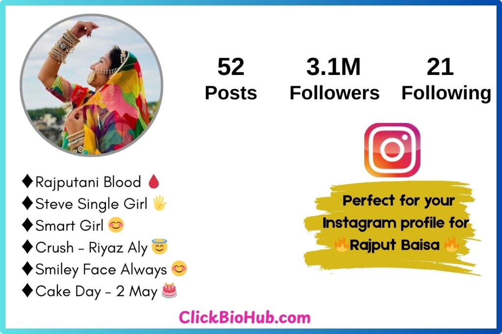 Rajput Baisa Bio for Instagram