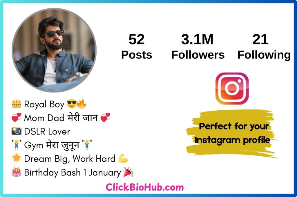 Desi Bio for Instagram for Indian Boys