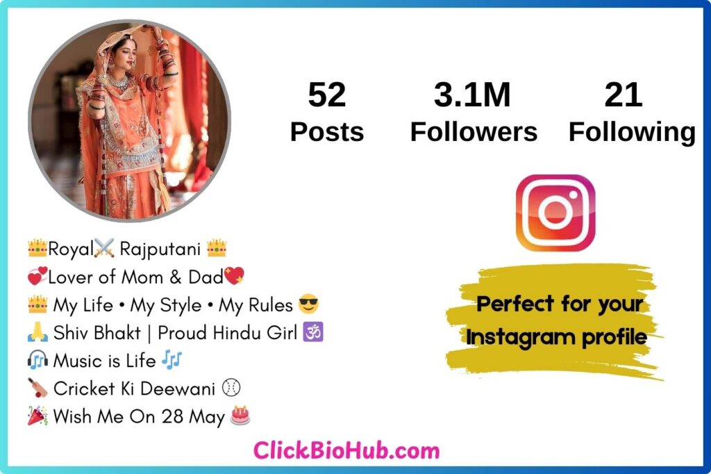 Kshatriya Instagram Bio for Rajput Girl