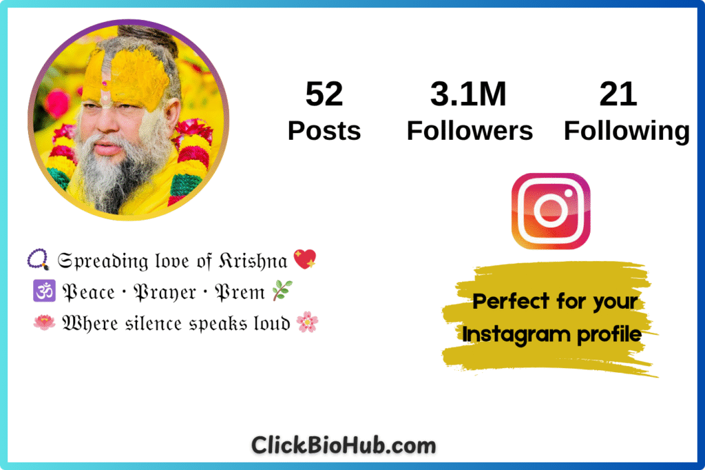 Premanand Ji Maharaj Bio for Instagram